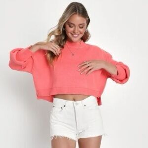 EUC Free People Easy Street Cropped Tunic, Coral, Medium